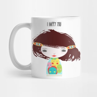 Smiley Face Girl Brown Hair Mug